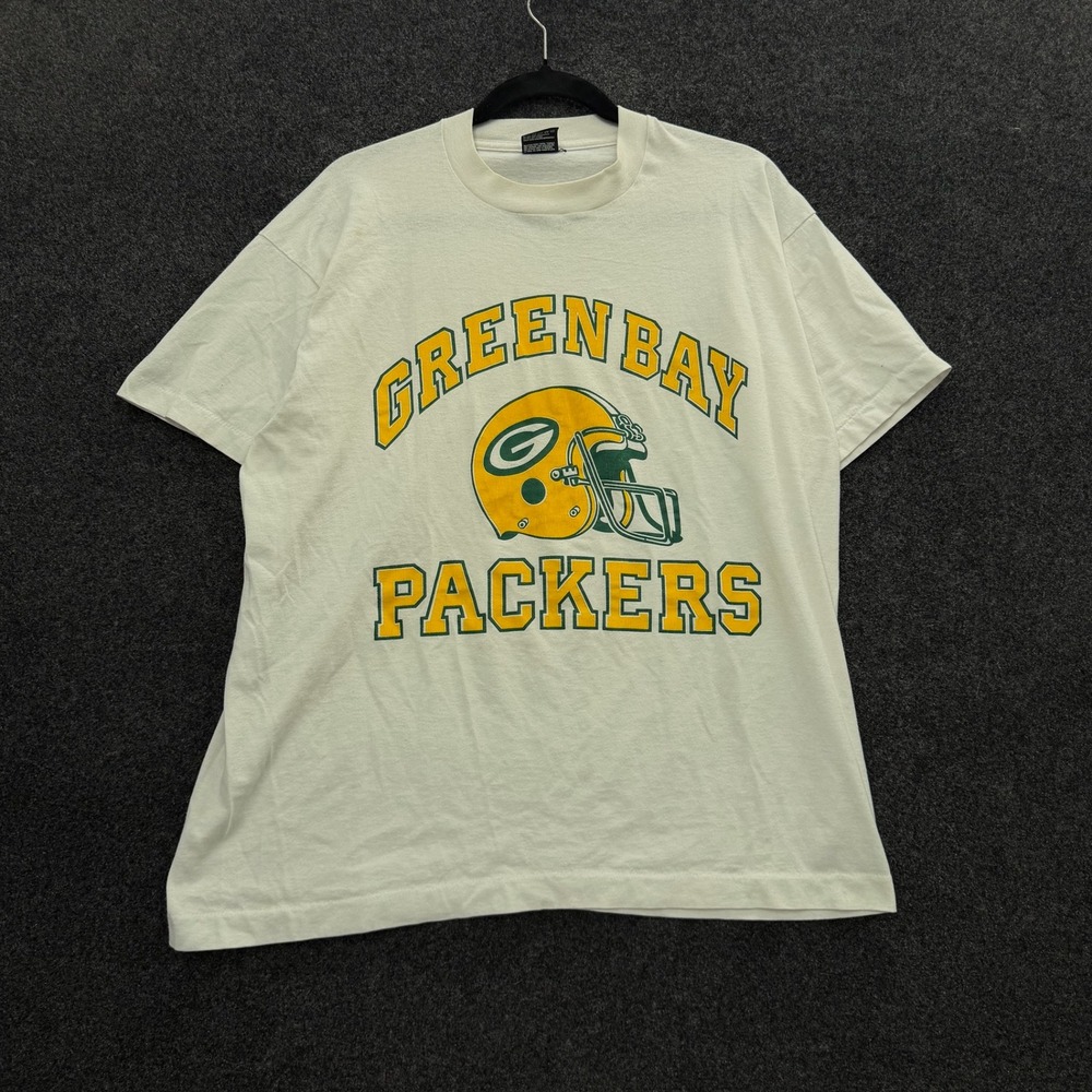 Vintage 90s Green Bay Packers T Shirt Best Fruit of the Loom XL White Made USA